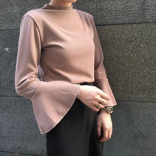 Mock-neck Long-sleeve Knit Sweater