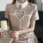 Short-sleeve Gingham Button-up Jacket / Camisole Top / Mini Skirt / Spaghetti Strap Mini Dress