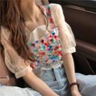 Balloon-sleeve Blouse / Cropped Floral Print Camisole Top