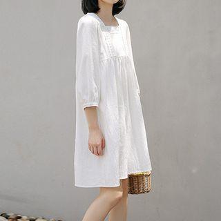 3/4-sleeve Square Neck Tunic Dress