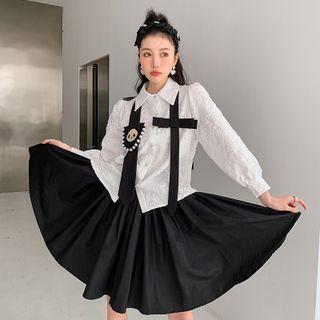 Puff-sleeve Strappy Shirt