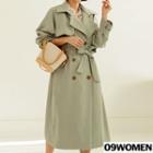 Tall Size Double-breasted Trench Coat With Sash