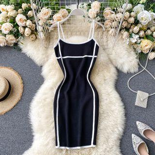 Spaghetti Strap Mini Sheath Knit Dress