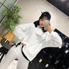 Set: Slit-side Hoodie + Seam-trim Boot-cut Sweatpants