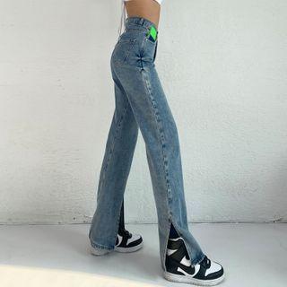 High-waist Wide Leg Split Jeans