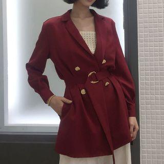 Double-breasted Blazer With Belt