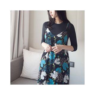 Ruffle-hem Floral Print Maxi Dress
