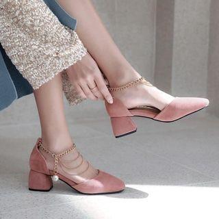Chain Details Point-toe Dorsay Pumps