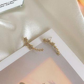 Rhinestone Star Earring Stud Earring - 1 Pair - Star - Gold - One Size