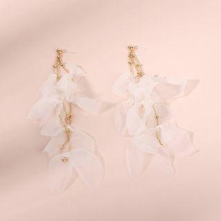 Petal Mesh Dangle Earring 1 Pair - White - One Size