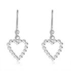 14k White Gold Diamond Cut Heart Dangle Hook Earrings