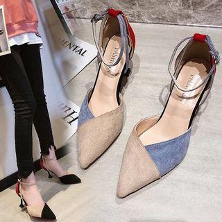 Ankle-strap Kitten-heel Pointed Mules
