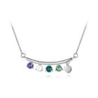 925 Sterling Silver Simple Bar Austrian Element Crystal Pendant Necklace Silver - One Size