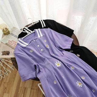 Flower Embroidered Knit Dress