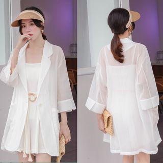 Set: Chiffon Light Jacket + Knit Camisole + Shorts