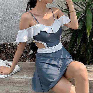 Cold-shoulder Cut-out Swim Dress