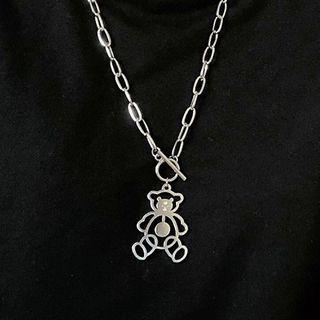 Bear Pendant Necklace Bear - Silver - One Size