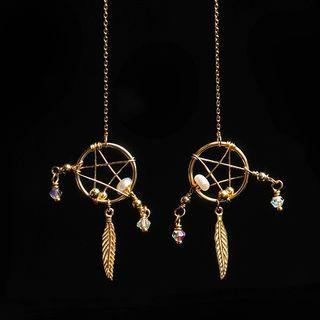 Alloy Pearl Dream Catcher Dangle Earring 1 Pair - S925 Silver - Gold - One Size