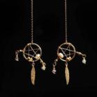 Alloy Pearl Dream Catcher Dangle Earring 1 Pair - S925 Silver - Gold - One Size
