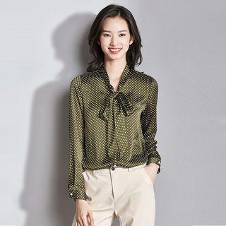 Bow Accent Dotted Blouse