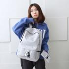 Cat Print Canvas Backpack With Pouch
