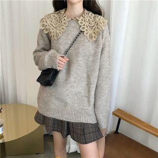 Lace-collar Knit Sweater