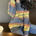 Patterned Long Sweater As Shown In Figure - One Size