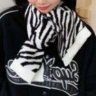 Zebra Print Knit Scarf Black & White - One Size