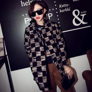 Check Snap Button Coat
