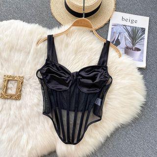 Mesh Suspender Top Black - One Size