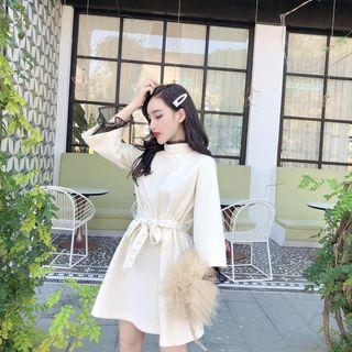 Mock Two-piece Mini Dress With Sash