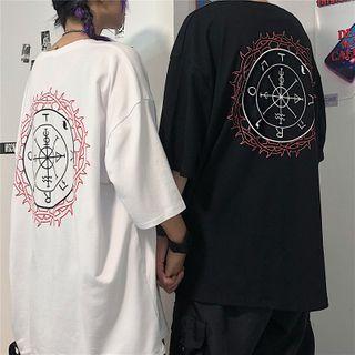 Short-sleeve Compass Print T-shirt