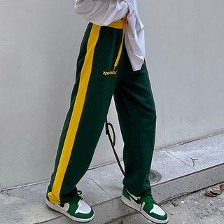 Striped Lettering Loose Fit Pants