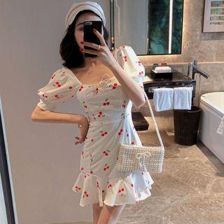 Short-sleeve Cherry Print Dress