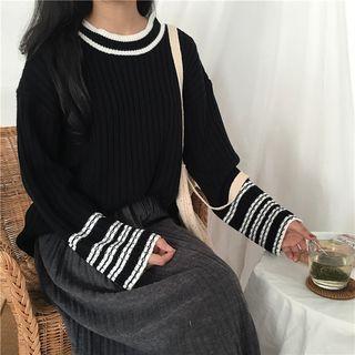 Contrast Trim Ribbed Sweater