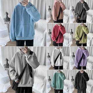 Plain Pocket-detail Drawstring Oversize Hoodie