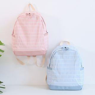Fabric Pinstripe Side Pocket Backpack