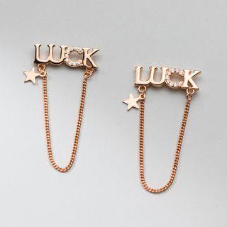 Lettering Rhinestone Chain Earring