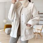 Detachable-sleeve Sherpa-fleece Lined Padded Jacket