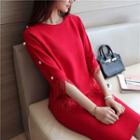 Set: Embellished Fringed Elbow-sleeve Top + Mini Skirt