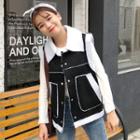Two-tone Fleece-lined Collared Vest