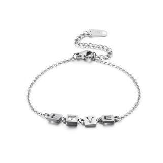Fashion Simple Geometric Square Love 316l Stainless Steel Bracelet Silver - One Size