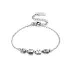Fashion Simple Geometric Square Love 316l Stainless Steel Bracelet Silver - One Size