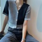 Color-block Color Block Short-sleeve Knitted Top