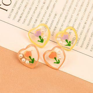 Flower Heart Acrylic Earring