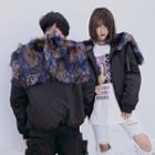 Couple Matching Furry Trim Hooded Padded Jacket