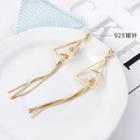 925 Sterling Silver Rhinestone Triangle Fringed Earring 1 Pair - 138823 - One Size