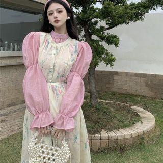 Long-sleeve Blouse / Floral Overall Dress