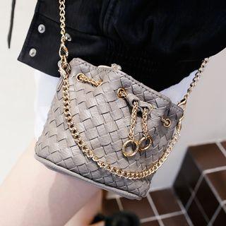 Drawstring Faux Leather Crossbody Bag
