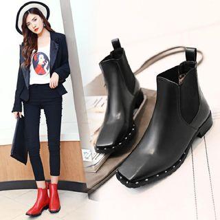 Studded Square Toe Chelsea Boots